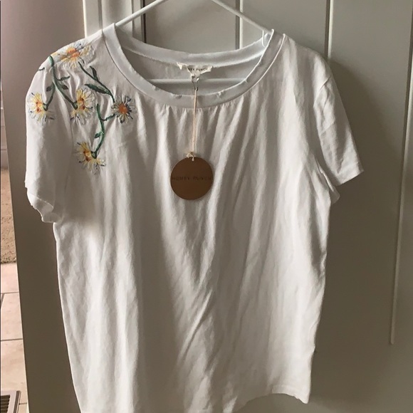 Honey Punch embroidered distressed t shirt